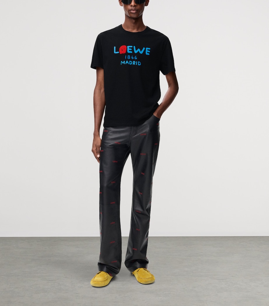 LOEWE Mens Cotton Relaxed Lion T-Shirt Black Image 2