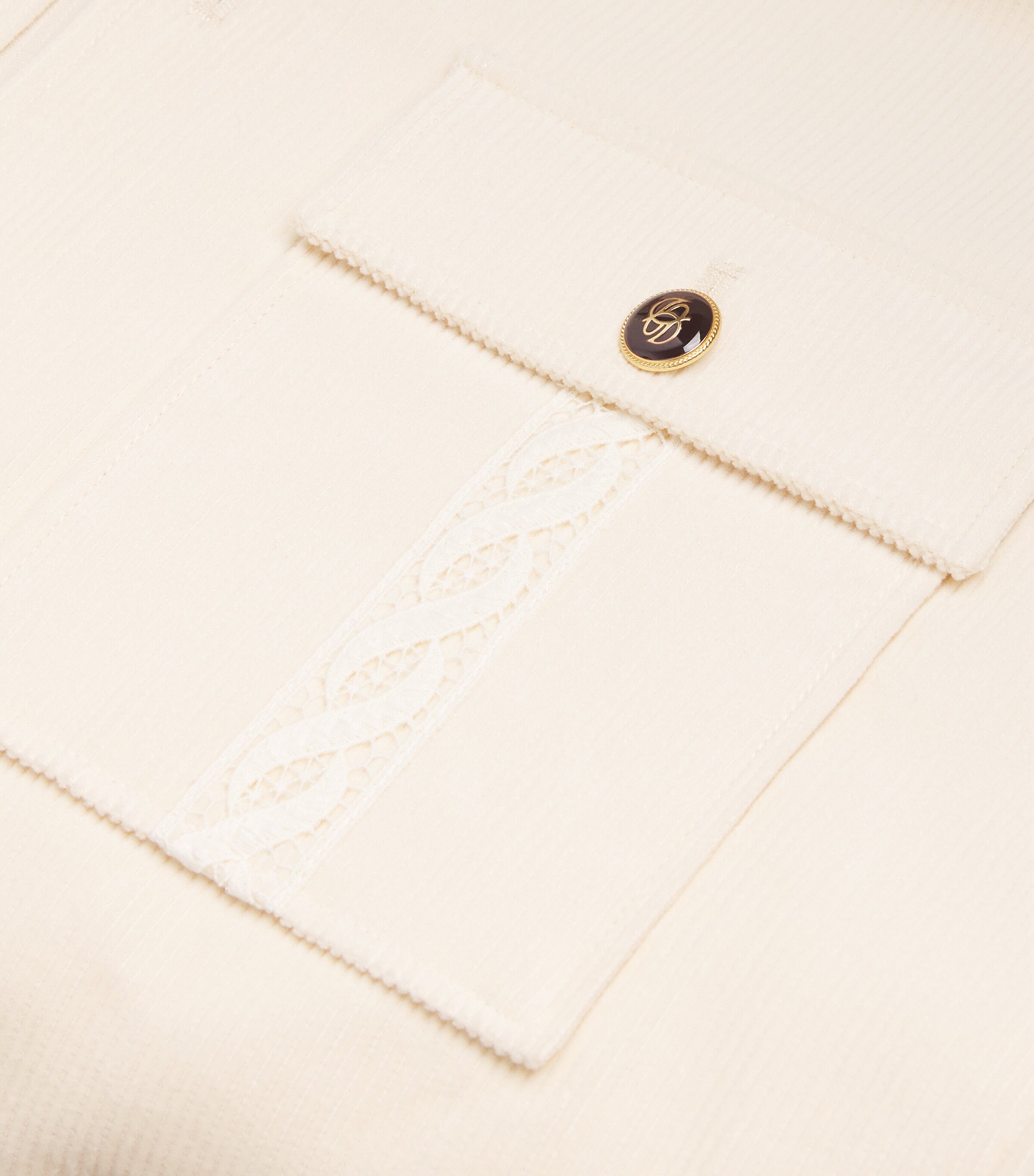 Drôle De Monsieur Mens Cotton Corduroy Overshirt Ec / Ecru Image 5
