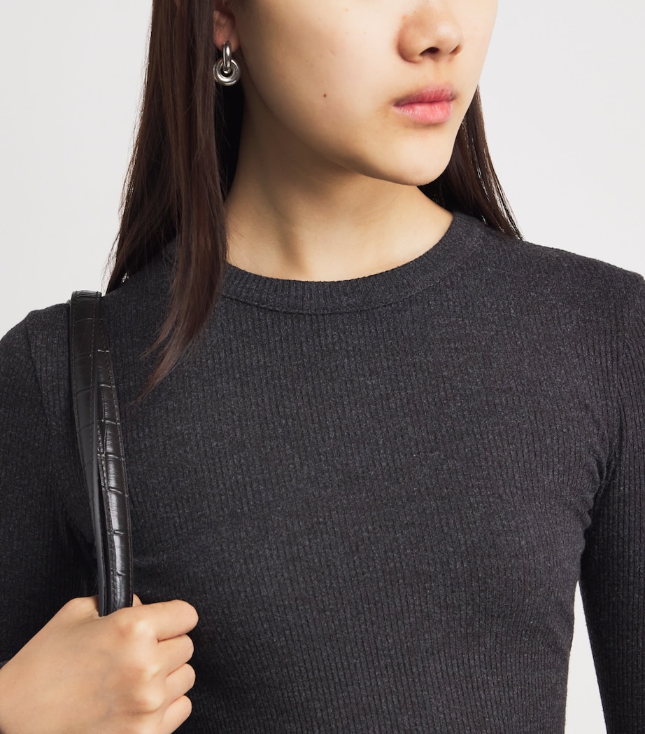 Ribbed Bina Crew-Neck Top HTRBR Image 6