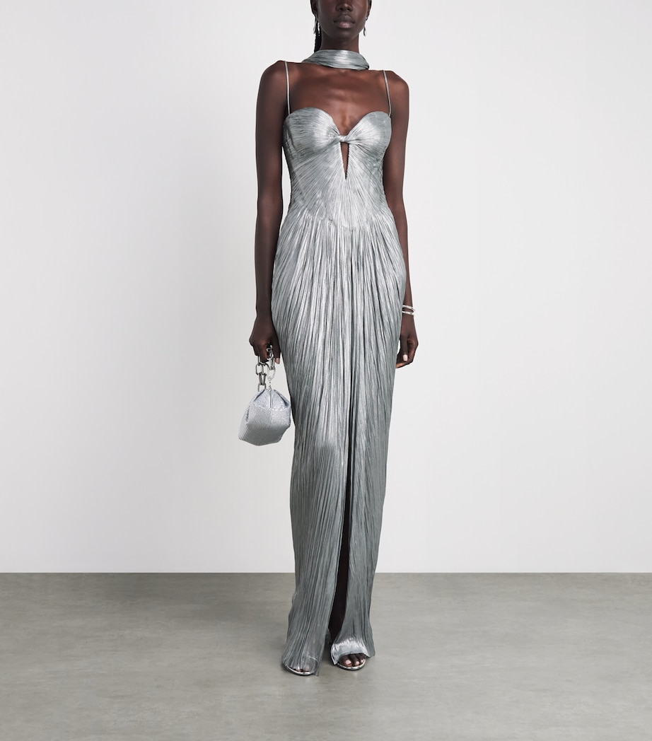 Maria Lucia Hohan Womens Silk Cut-Out Tonia Gown Ice Blue Image 2