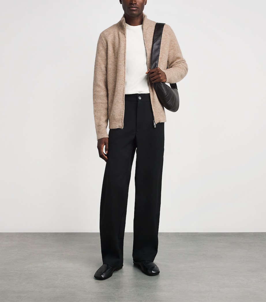 Barena Mens Alpaca-Blend Zip-Up Cardigan Ecru Image 2