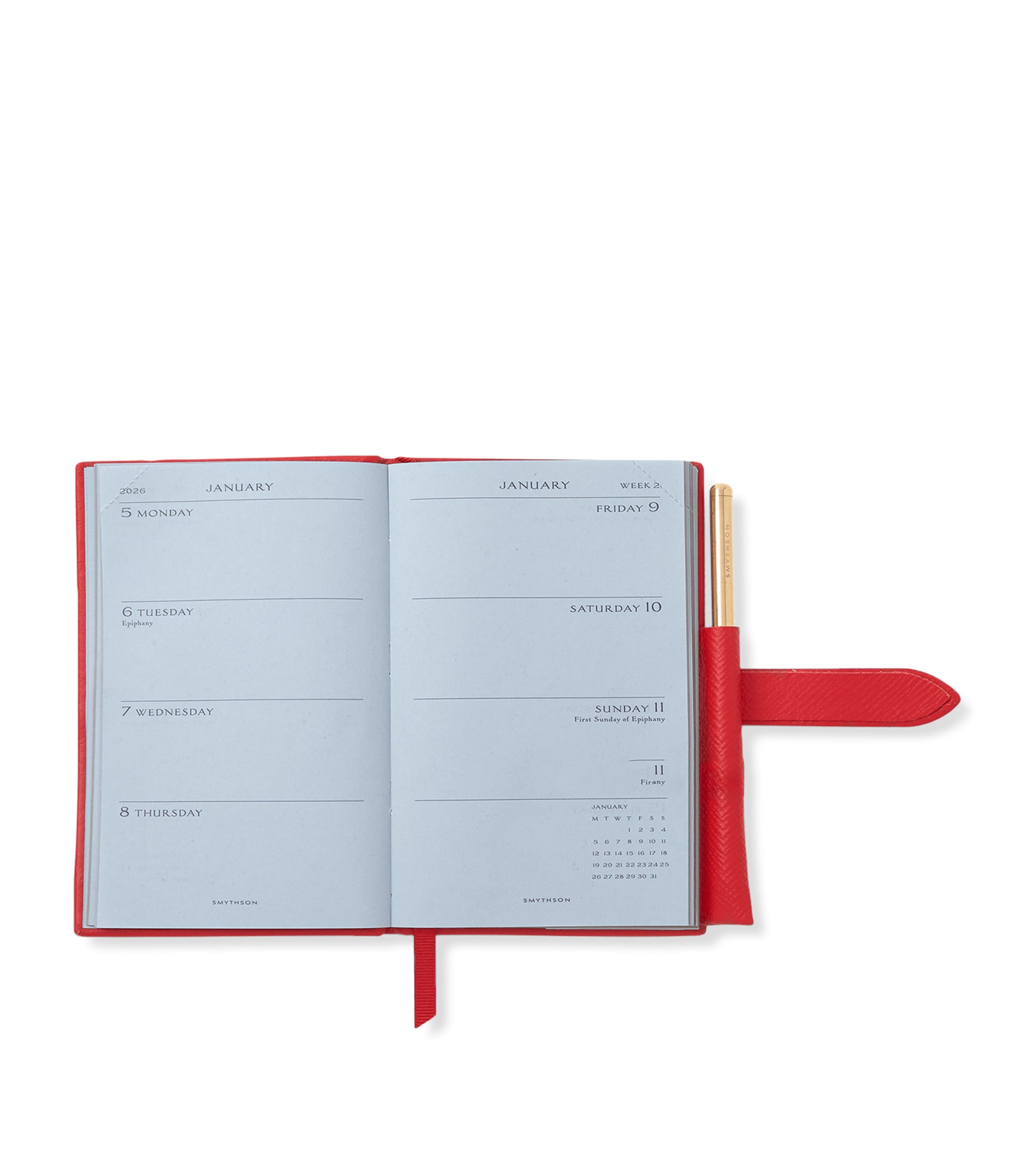Panama Leather 2026 Diary with Pencil SCARLET RED Image 2