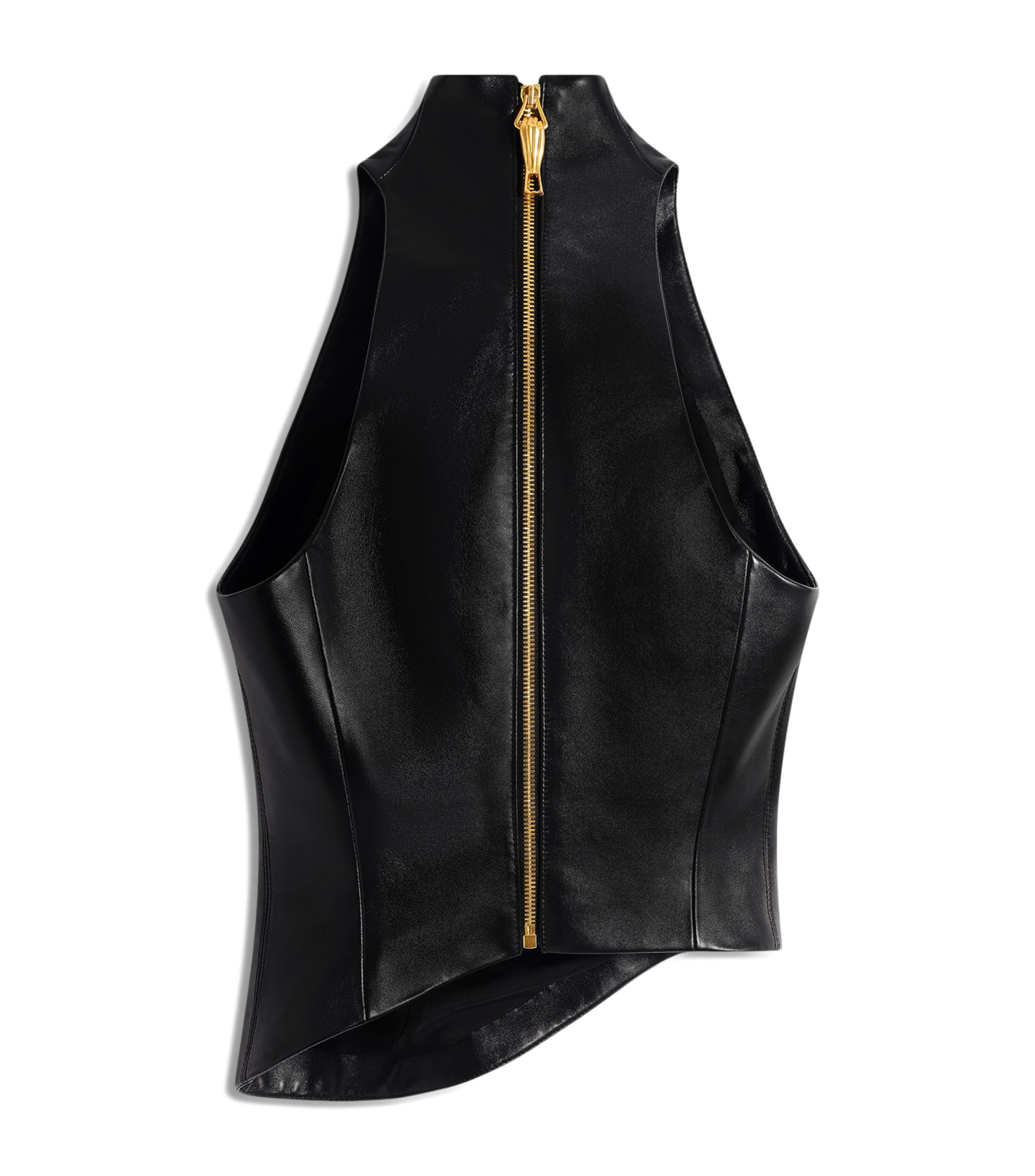 Schiaparelli Womens Lambskin Trompe L’Oeil Wave Top Black Image 6