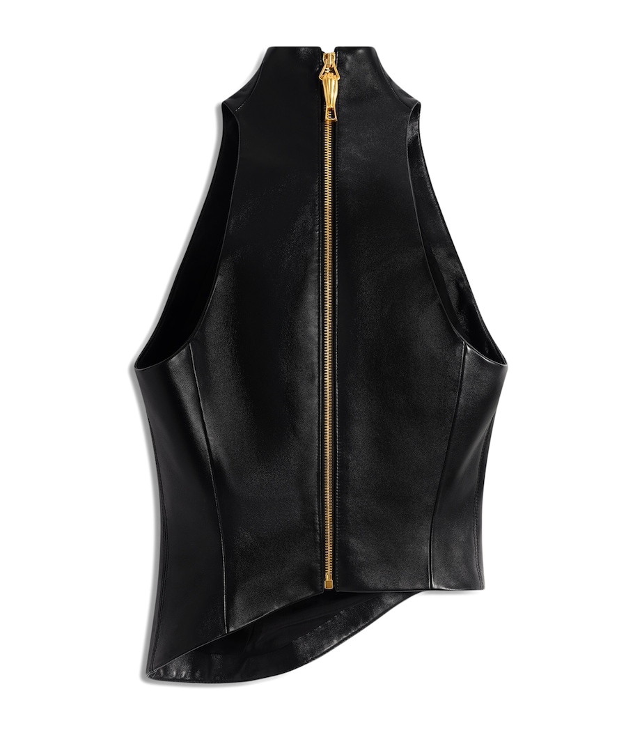 Schiaparelli Womens Lambskin Trompe L’Oeil Wave Top Black Image 6