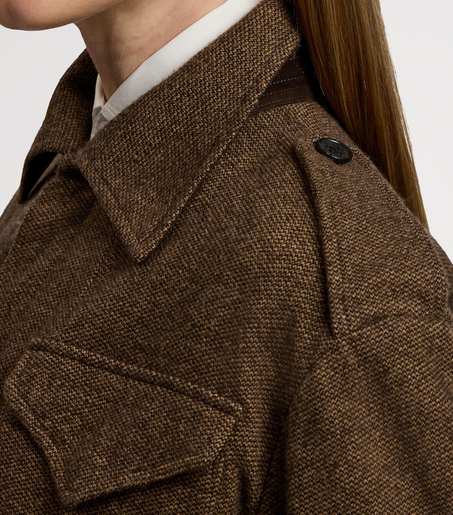 Birdseye Tweed Maddison Bomber Jacket DARK BROWN Image 10