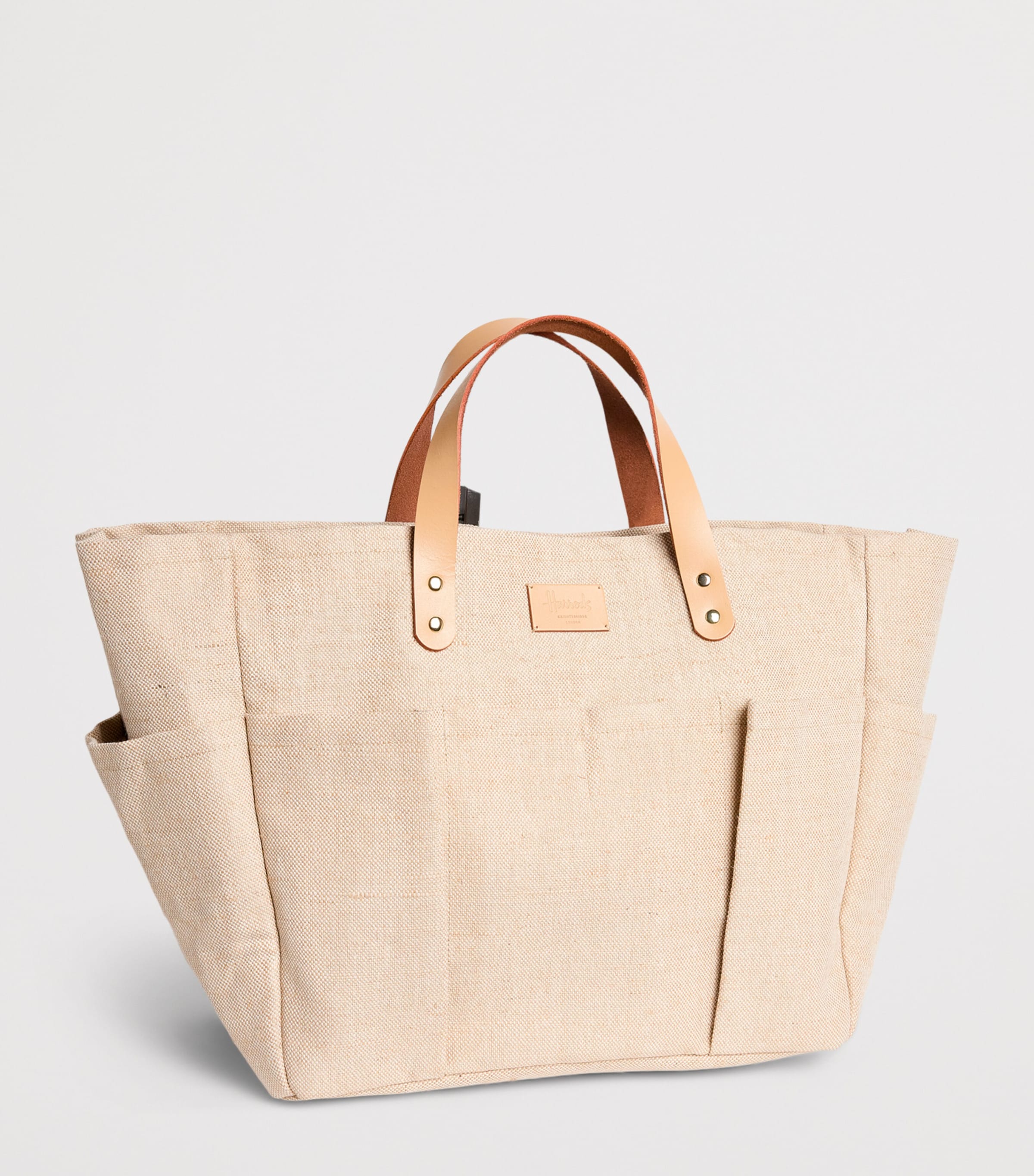 Harrods Large Jute Garden Tote Bag Neutral Image 2