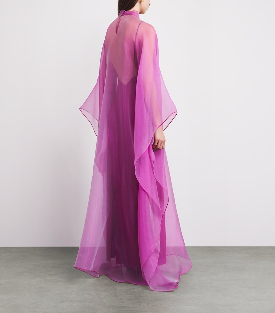 Taller Marmo Womens Organza Sphinx Maxi Kaftan Pomegranate Image 4