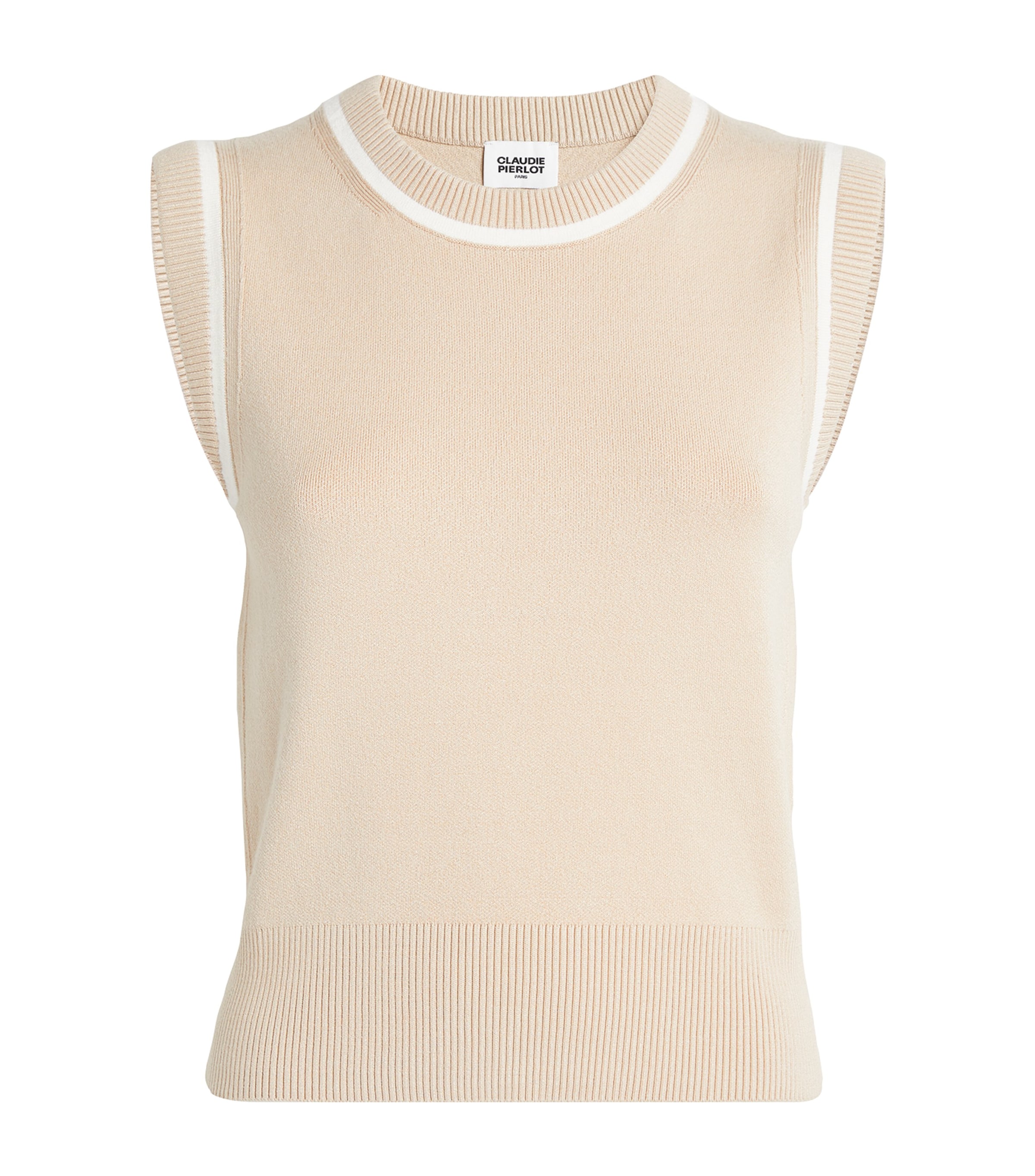 Claudie Pierlot Contrast-detail Sweater Vest In Nude