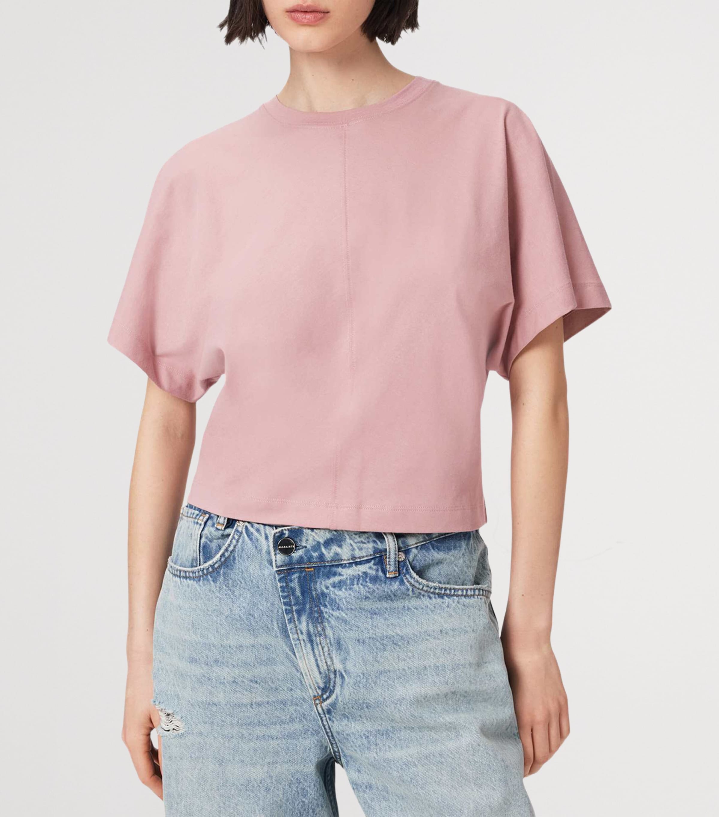 AllSaints Womens Organic Cotton Eden Artia T-Shirt Woodrose Pink Image 3
