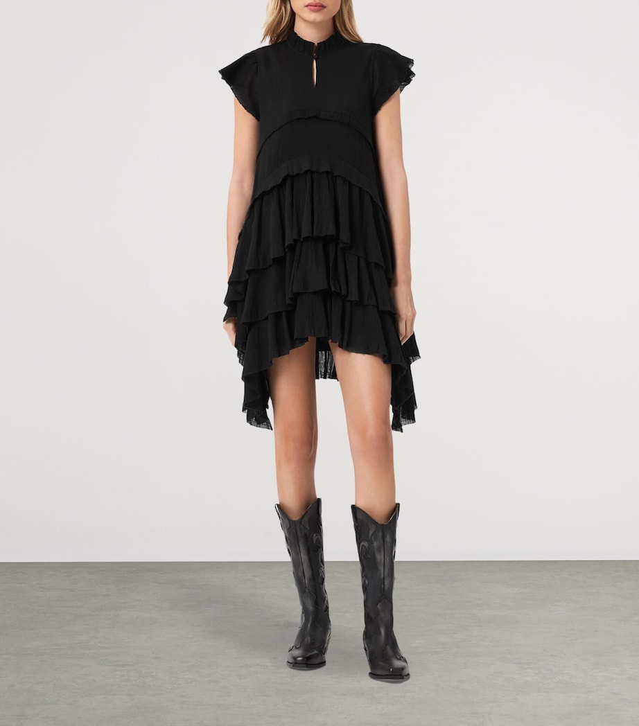 AllSaints Womens Organic Cotton Cavalry Mini Dress Black Image 2