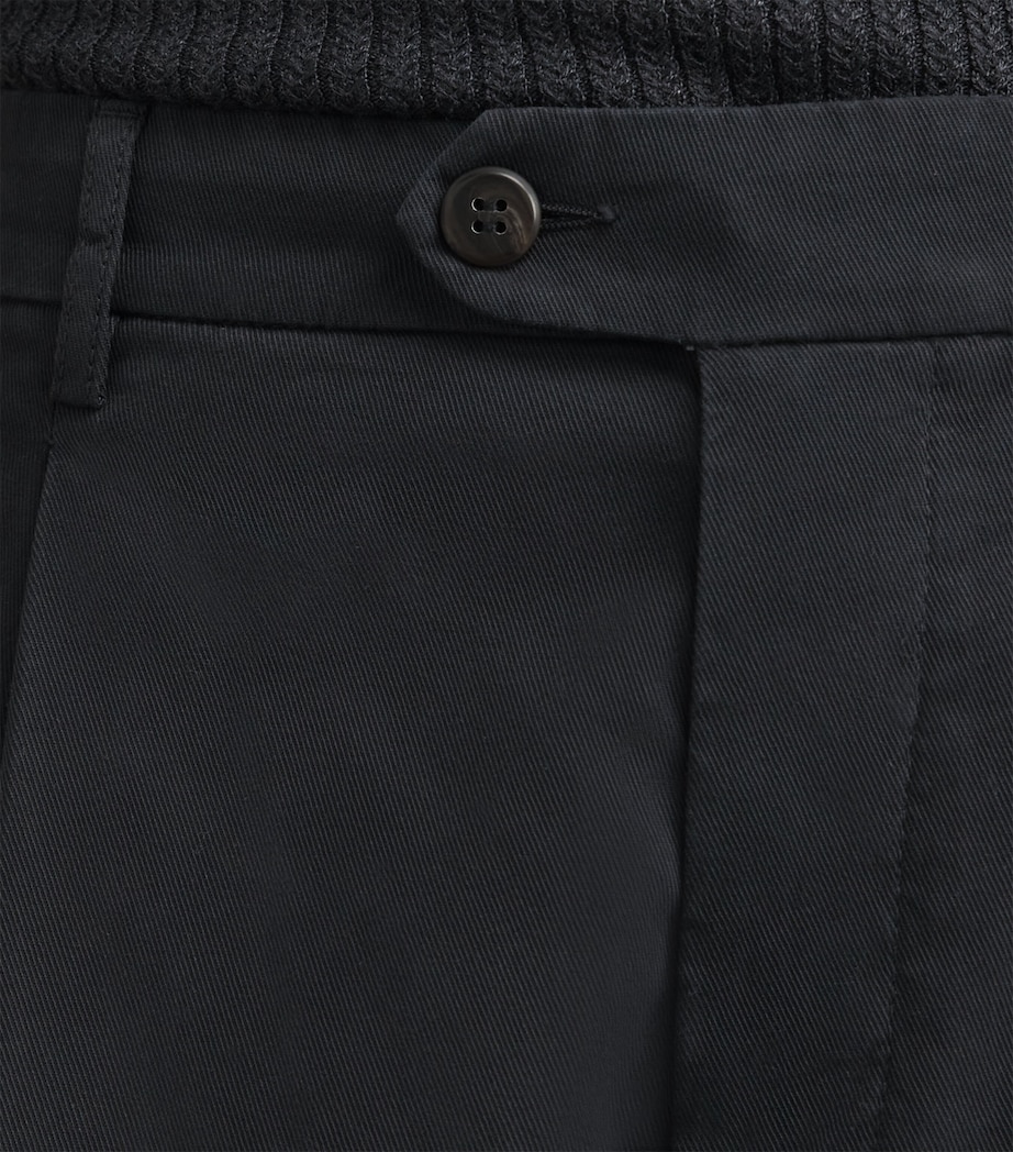 Eleventy Mens Stretch-Cotton Relaxed Trousers Nero Image 3