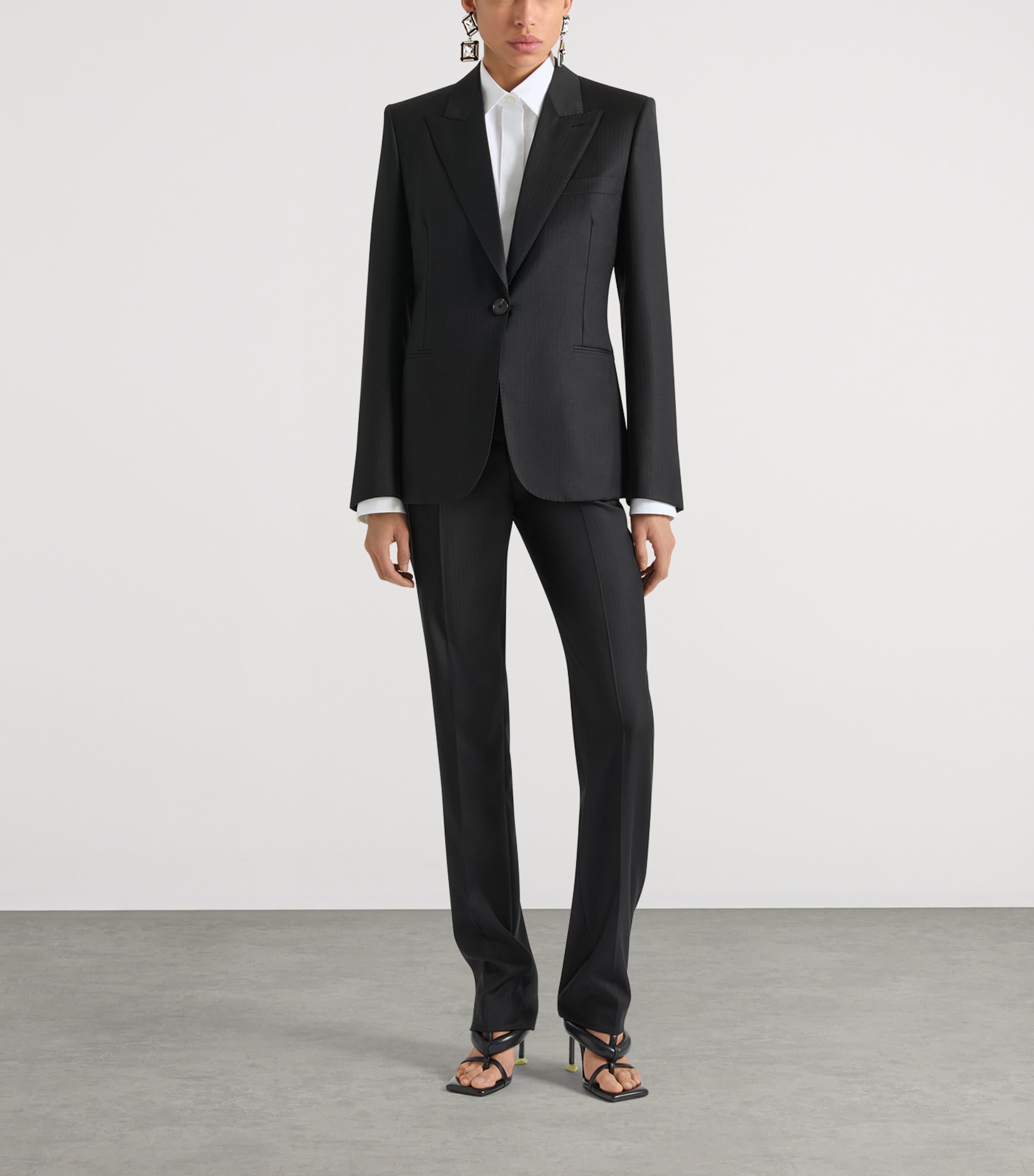 Givenchy Womens Wool Pinstripe Blazer Grey Mix Image 2