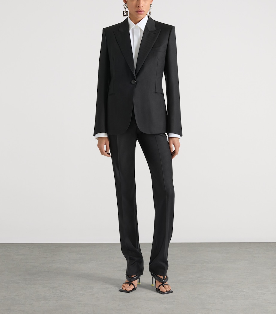 Givenchy Womens Wool Pinstripe Blazer Grey Mix Image 2