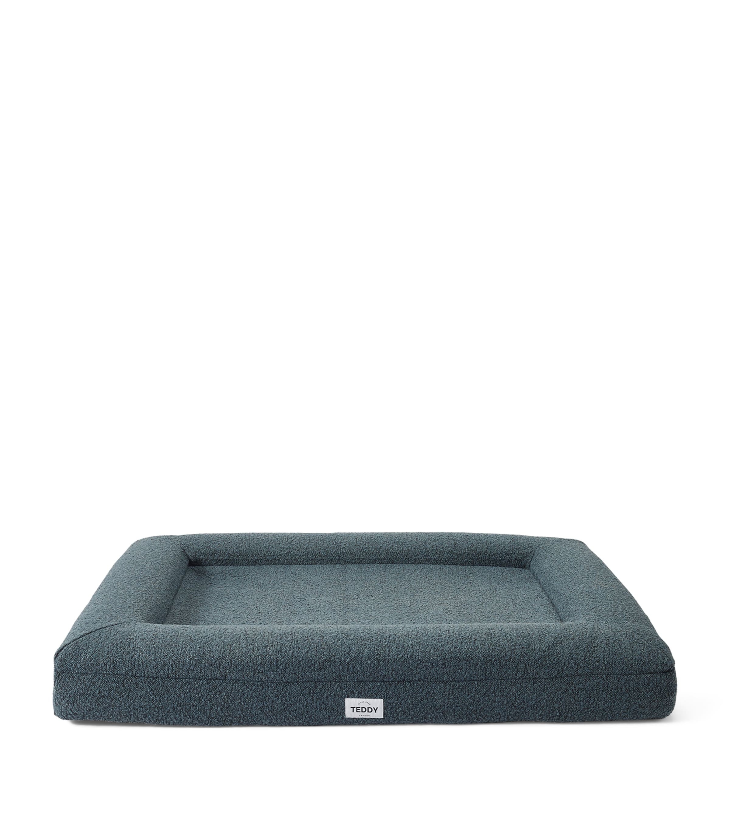 Shop Teddy London Large Bouclé Dog Bed In Blue