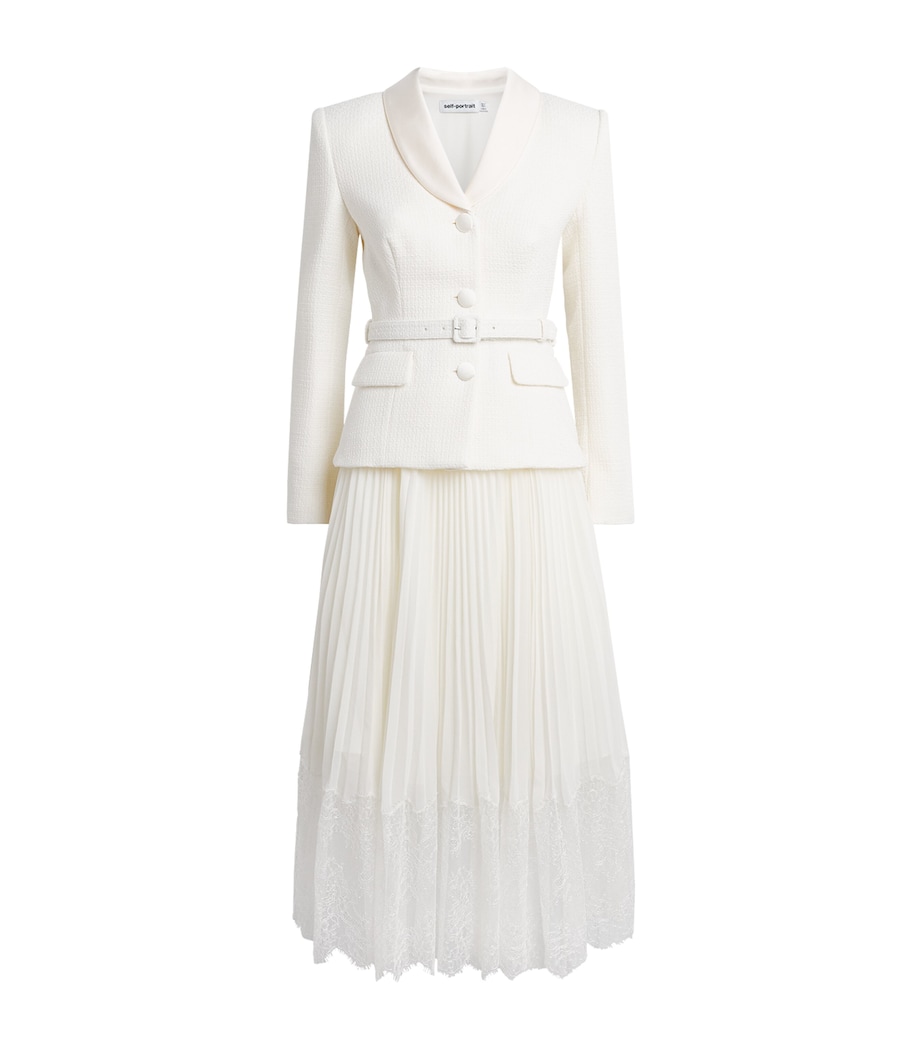 Self-Portrait Womens Bouclé Midi Dress Cream Image 1