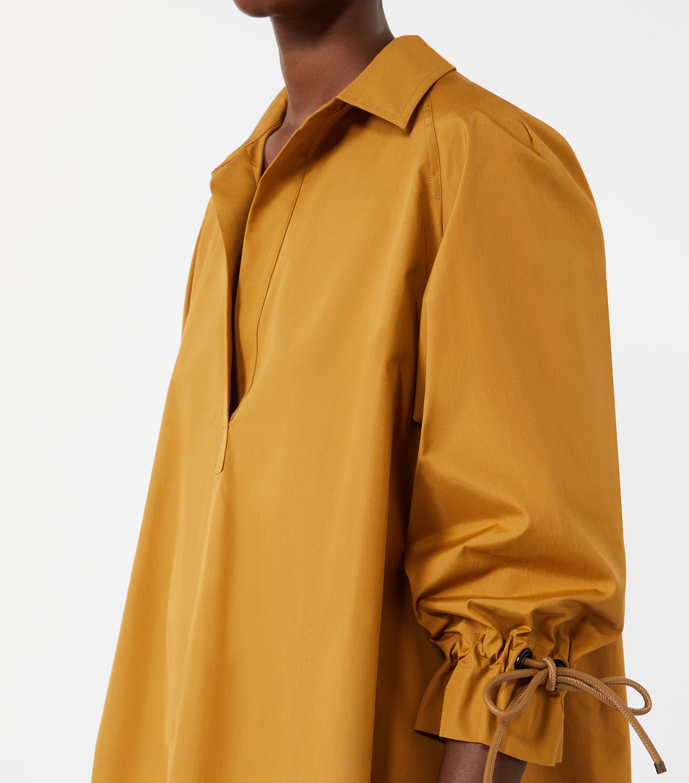 Max Mara Womens Cotton Poplin Drawstring Blouse Earth Image 5