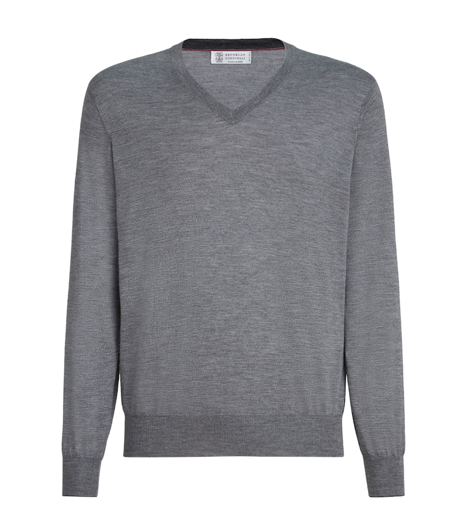 Brunello Cucinelli Mens Cashmere-Silk V-Neck Sweater Image 1