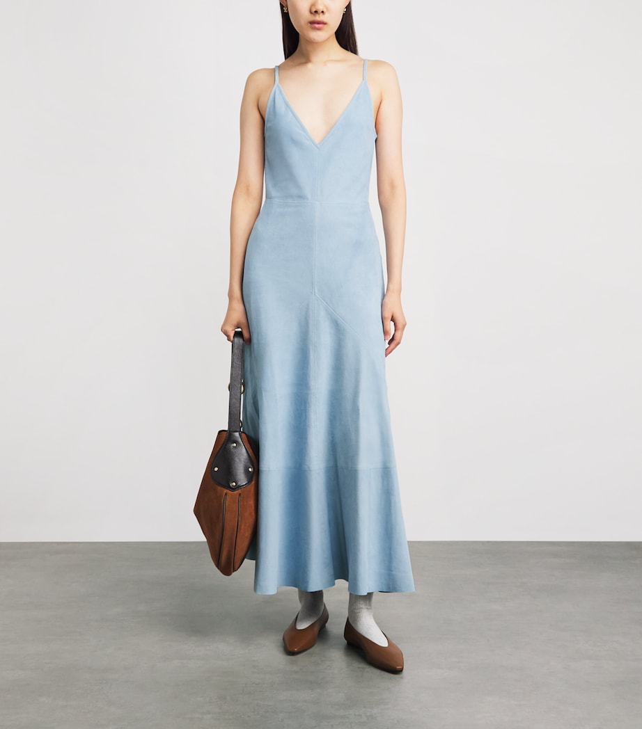 Gabriela Hearst Womens Suede Brigita Midi Dress Lgb Light Blue Image 2
