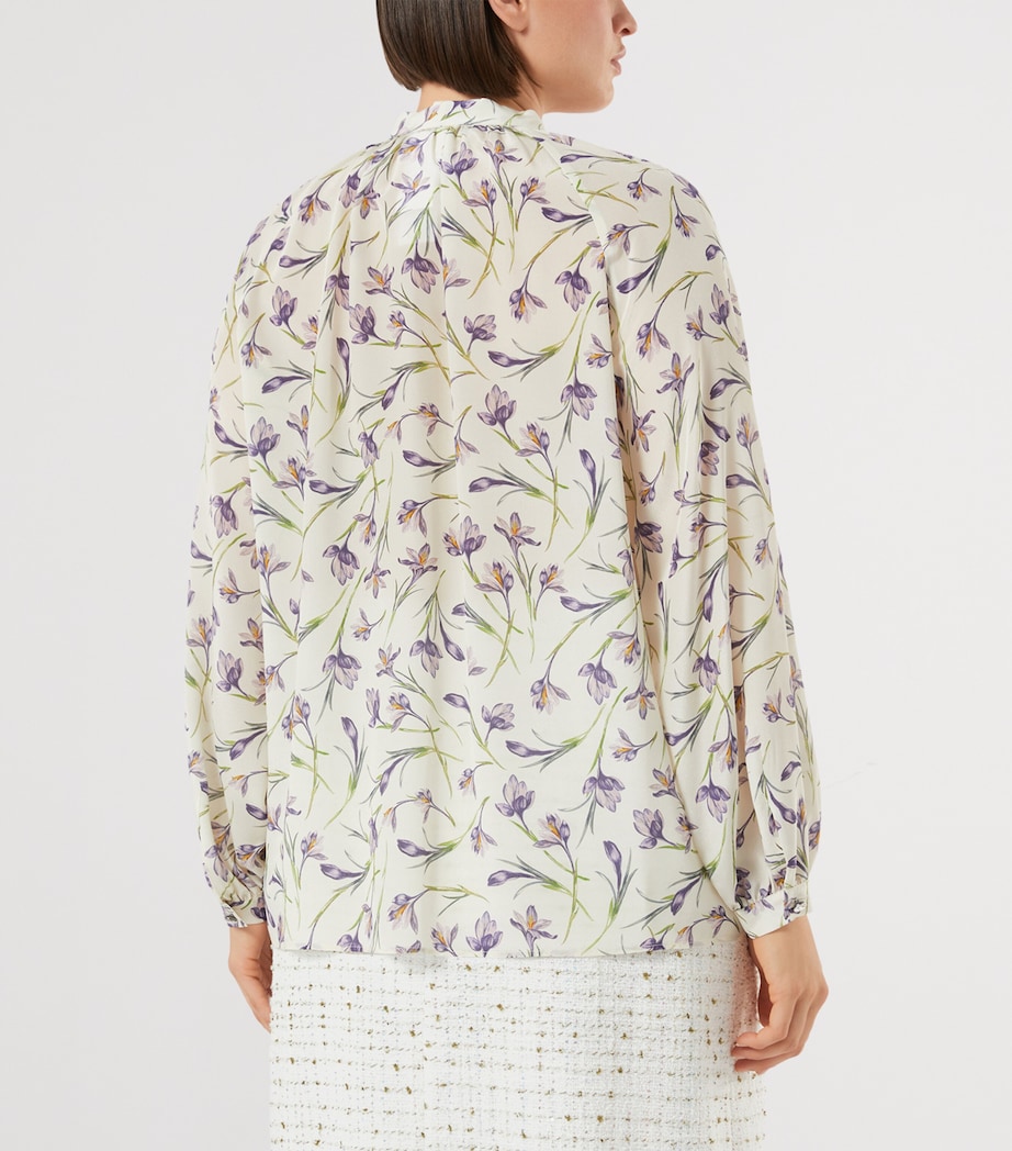Marina Rinaldi Womens Silk Floral Print Blouse Ivory Image 3