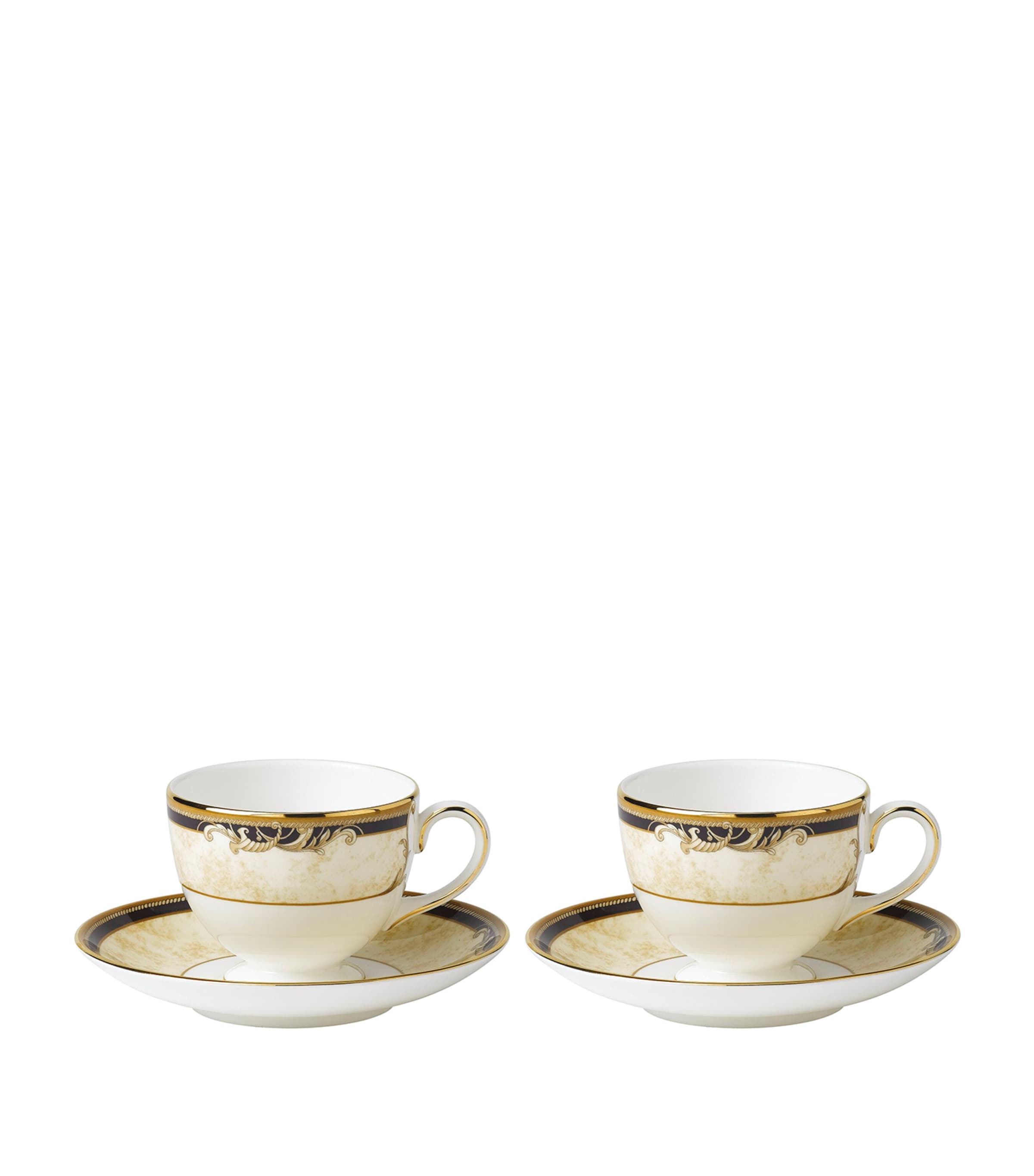 WEDGWOOD CORNUCOPIA TEACUPS AND SAUCERS 