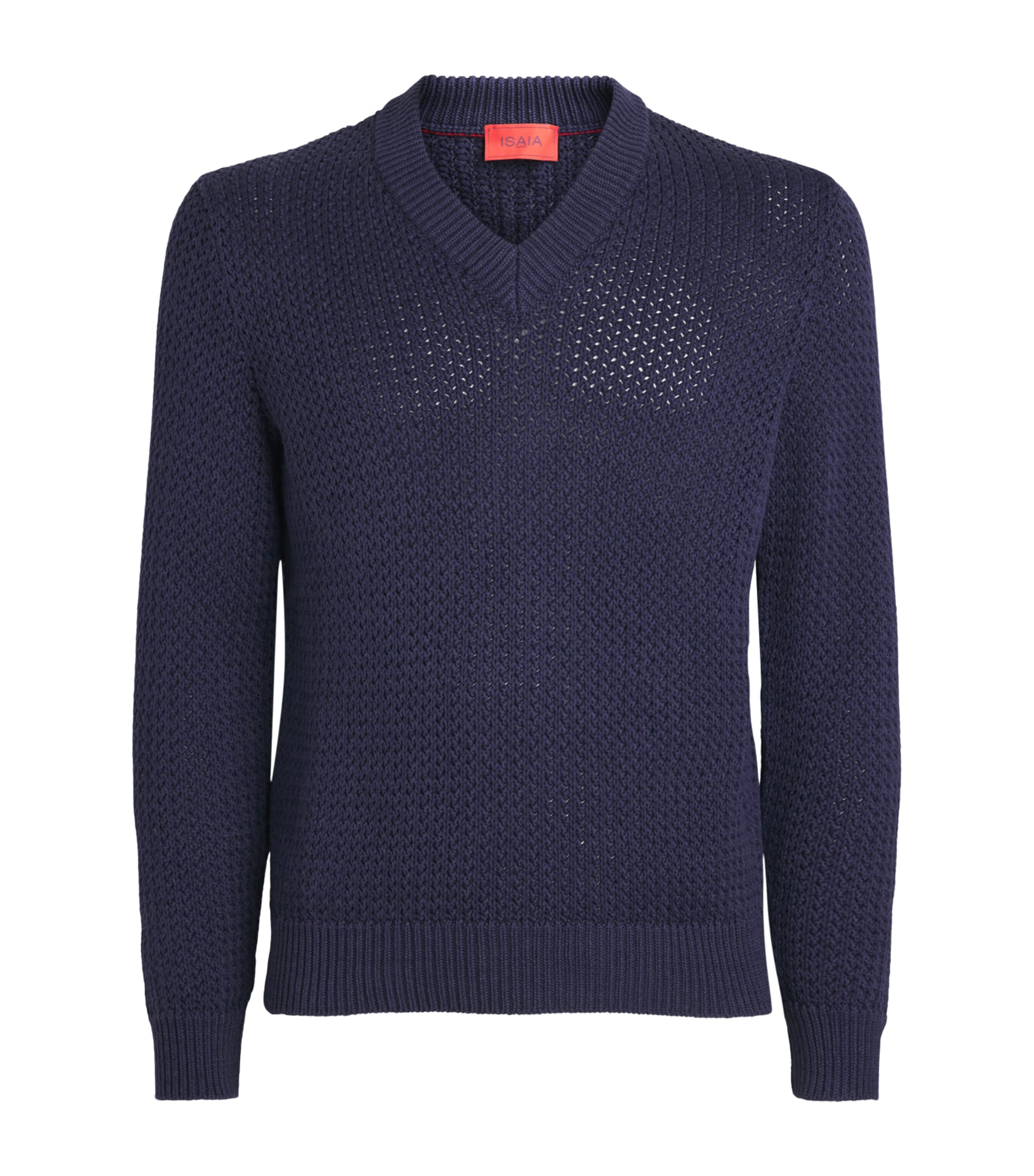 Isaia Mens Silk-Cotton V-Neck Sweater Image 1