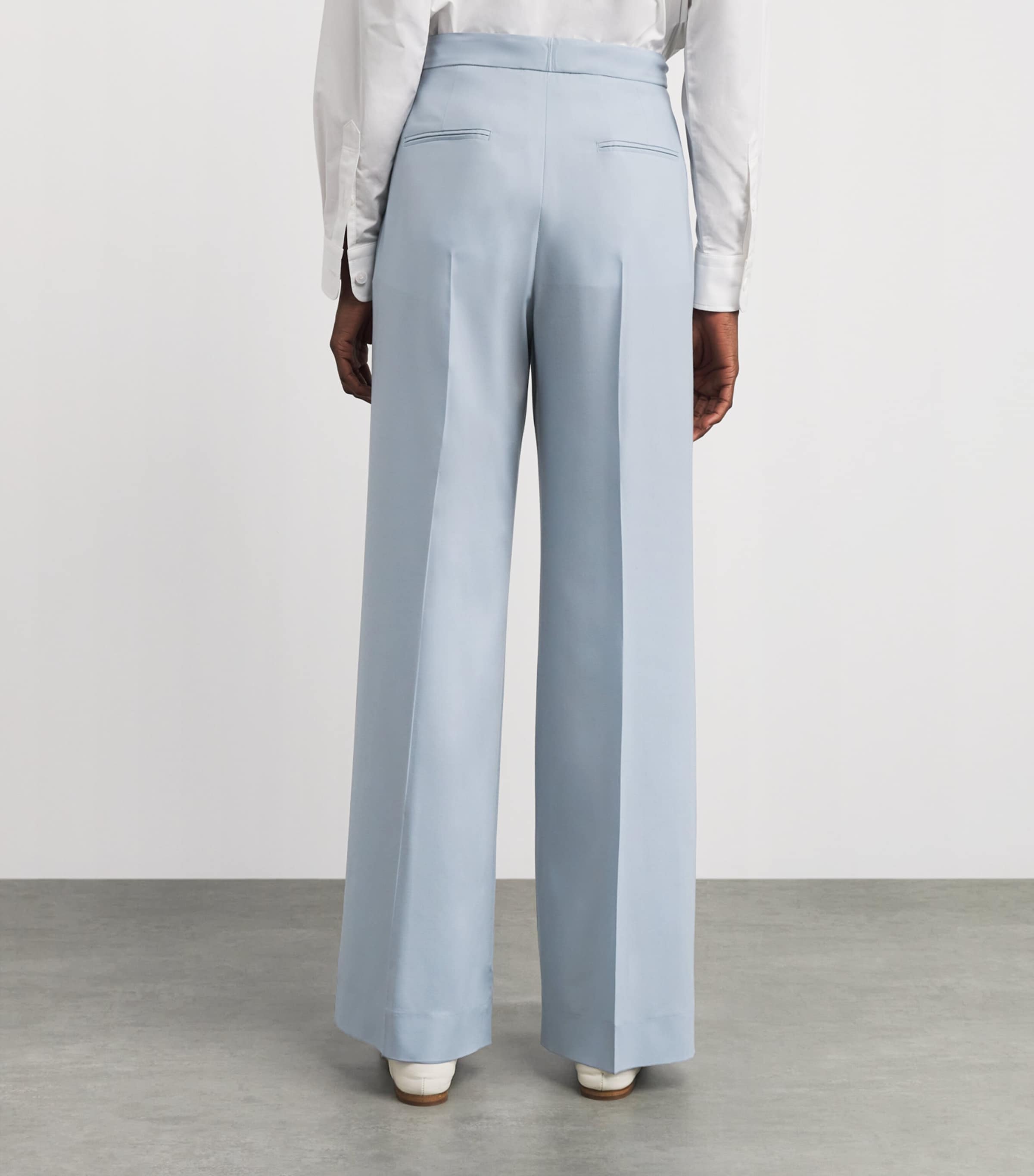 Colombo Womens Cashmere Wide-Leg Trousers Light Blue Image 5
