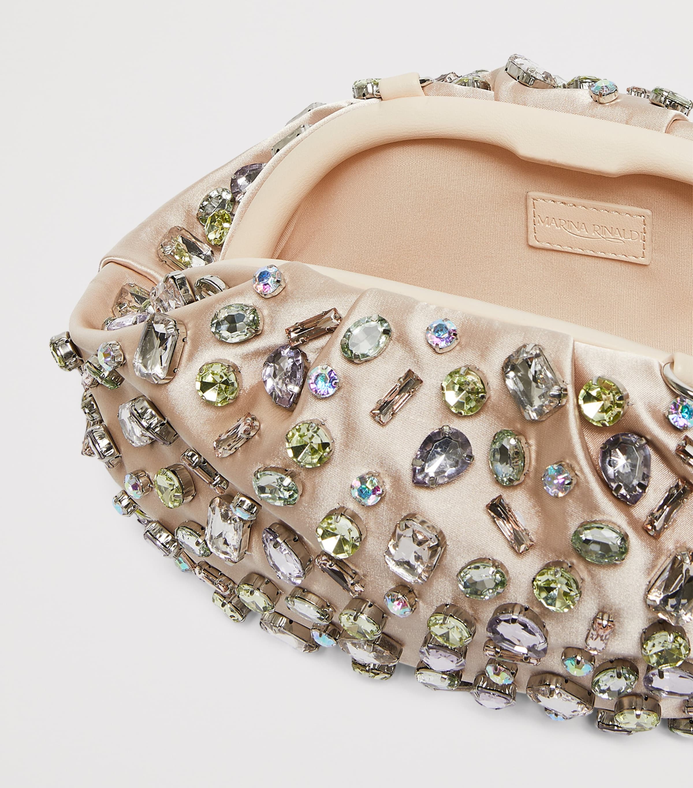 Marina Rinaldi Satin Embellished Clutch Bag Powder Image 5