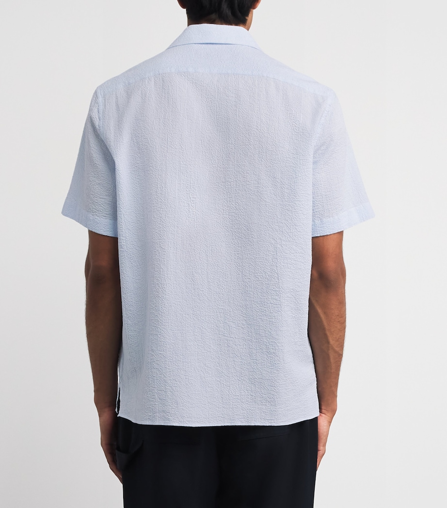 Corneliani Mens Seersucker Stripe Shirt Sky Blue Image 5