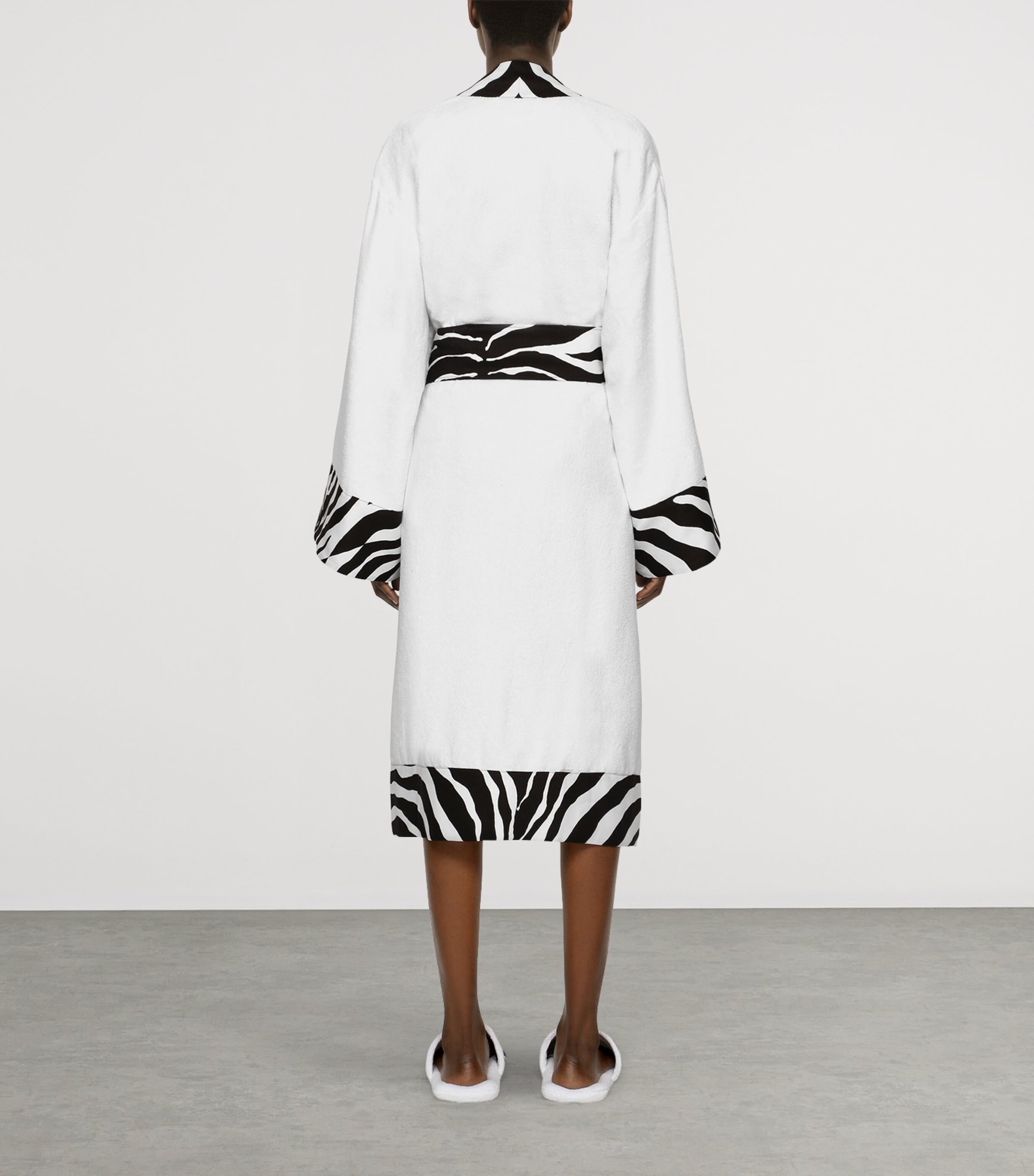 Terry Cotton Zebra Print Robe UZ024 BIANCO ZEBRA Image 4