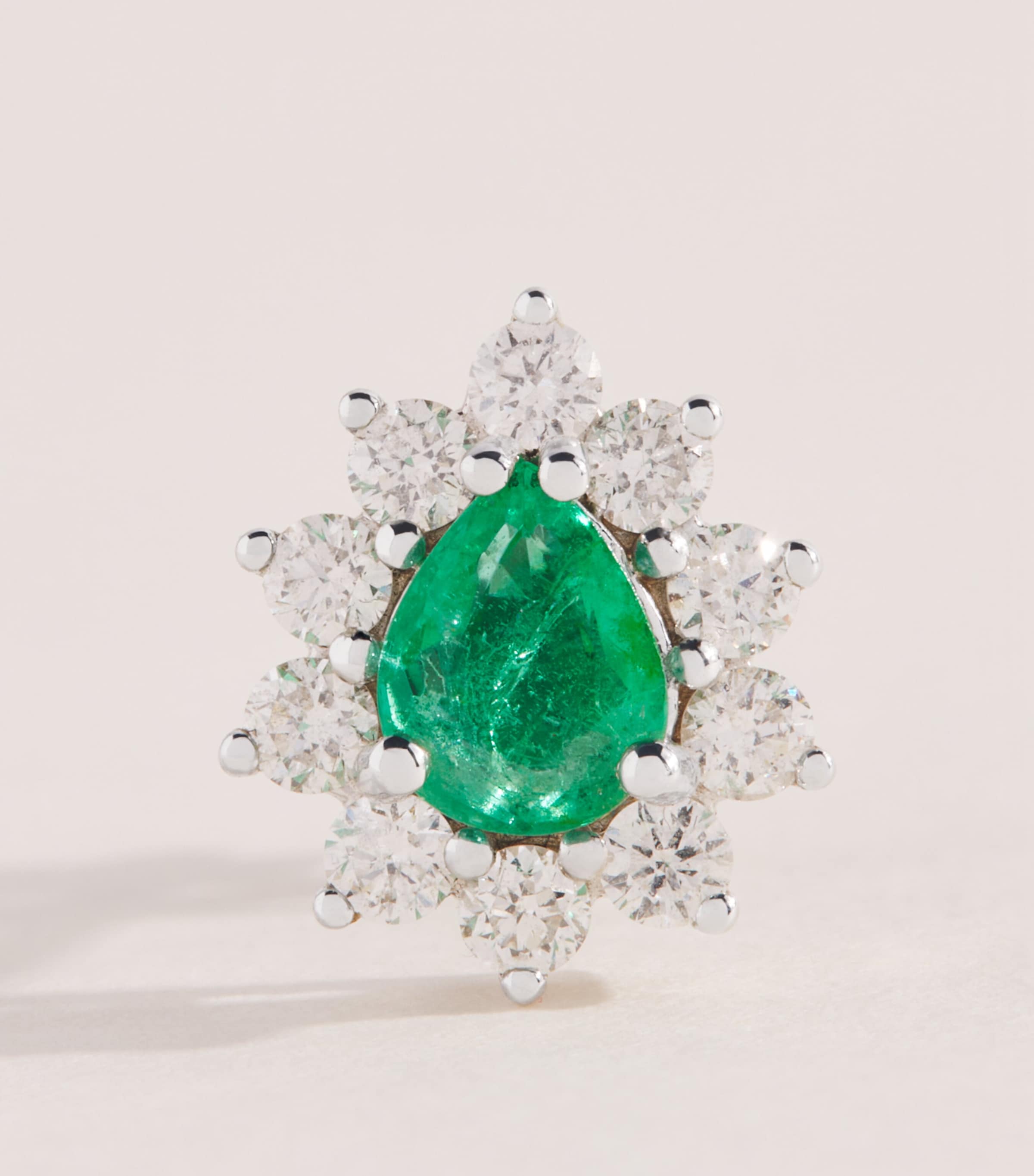 Rosa de la Cruz White Gold, Diamond and Emerald Baroque Earring White Gold