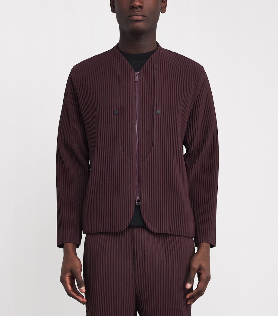 Pleated Quarry Bomber Jacket 86-WINE PURPLE Image 3