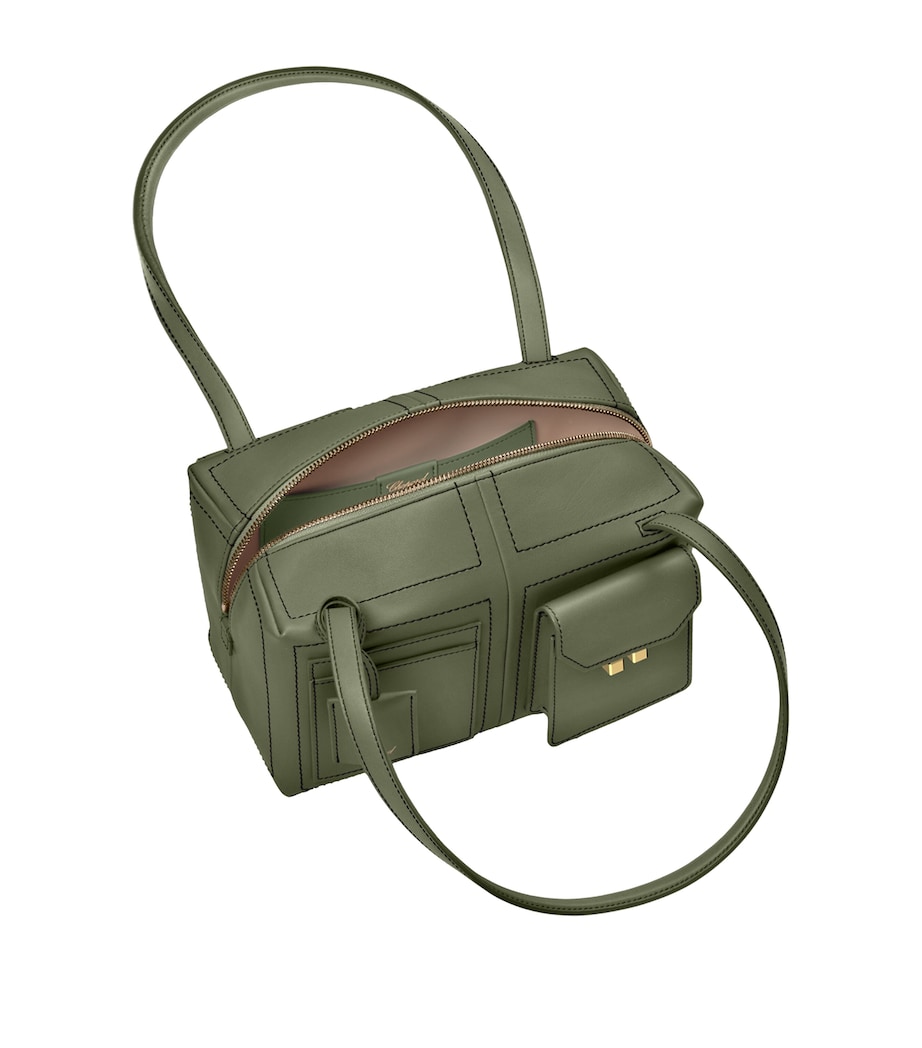 Leather Ice Cube Shoulder Bag GREEN Image 6