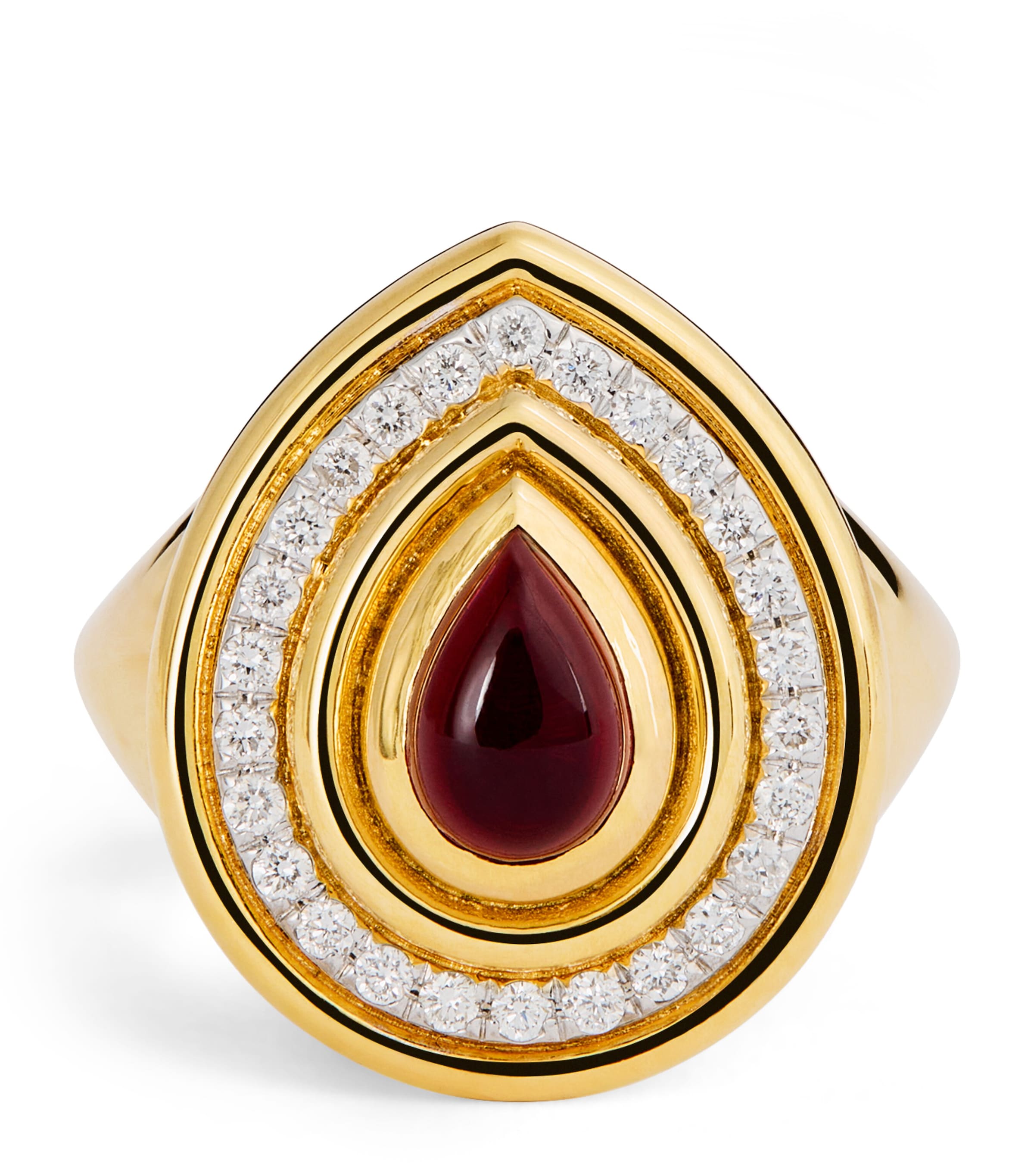 L'atelier Nawbar Yellow Gold, Garnet And Diamond Lot N*91 Mimette Drop Pinky Ring In Gold