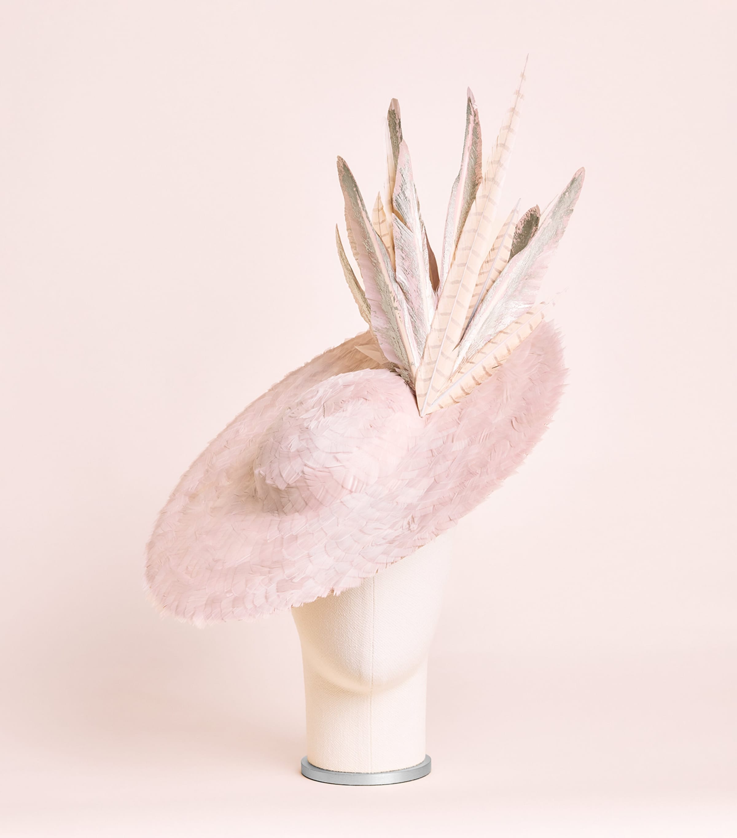 Vivien Sheriff Feather Archer Percher Hat Blush Silver Tones Image 2