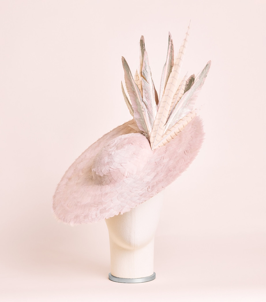 Vivien Sheriff Feather Archer Percher Hat Blush Silver Tones Image 2