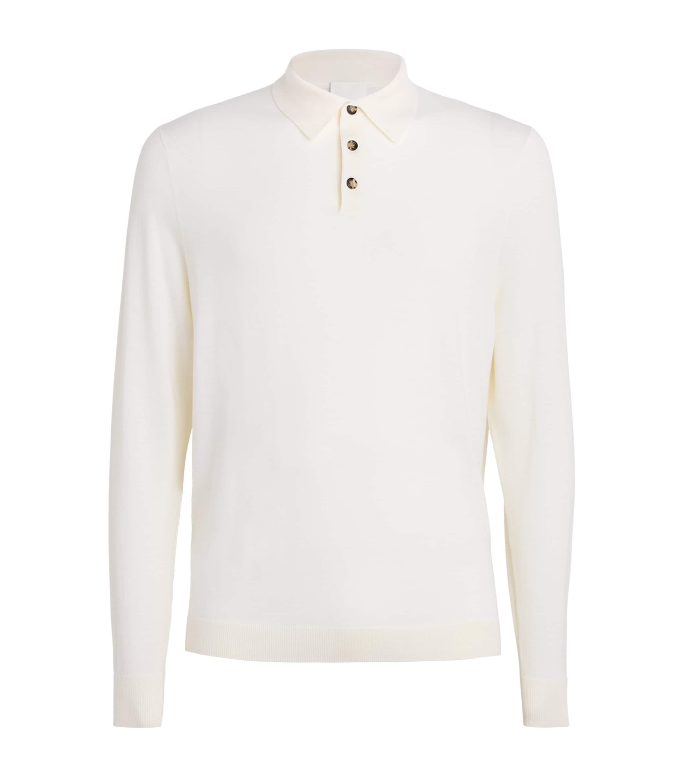 Allude Virgin Wool Open-collar Polo Sweater In White