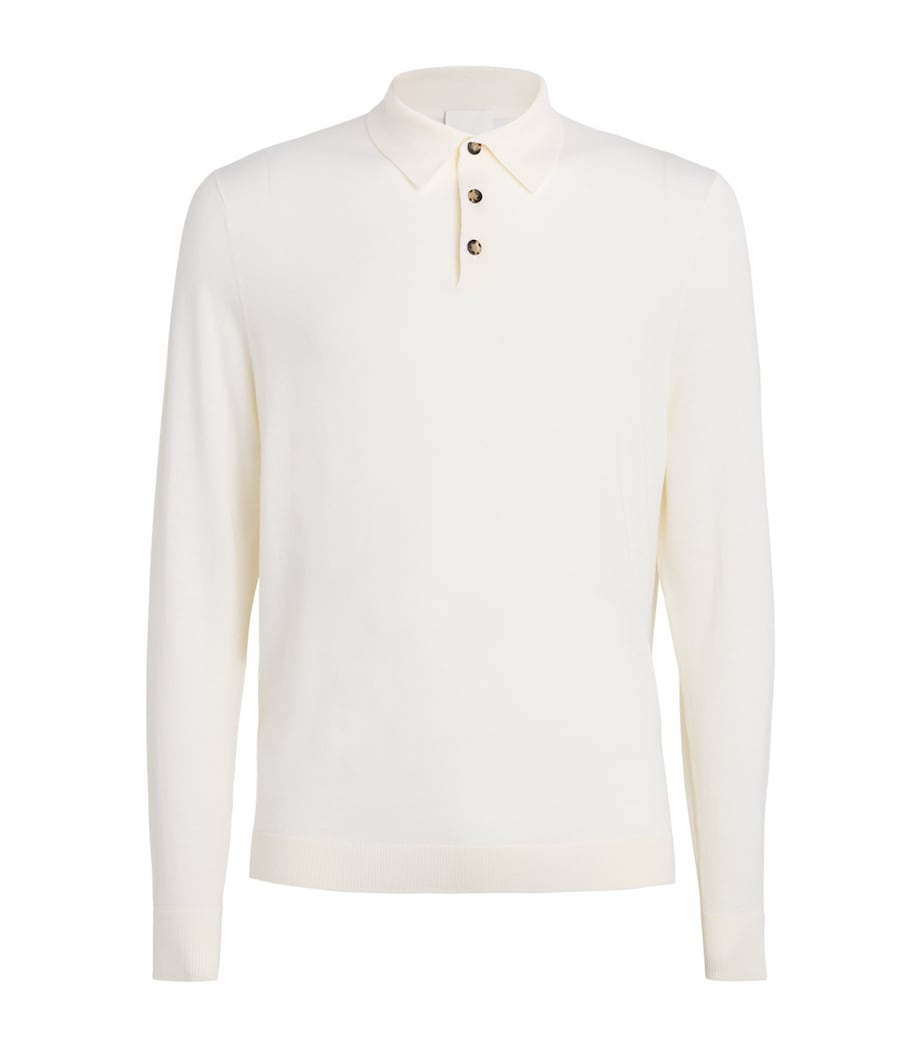 Allude Mens Virgin Wool Open-Collar Polo Sweater Image 1