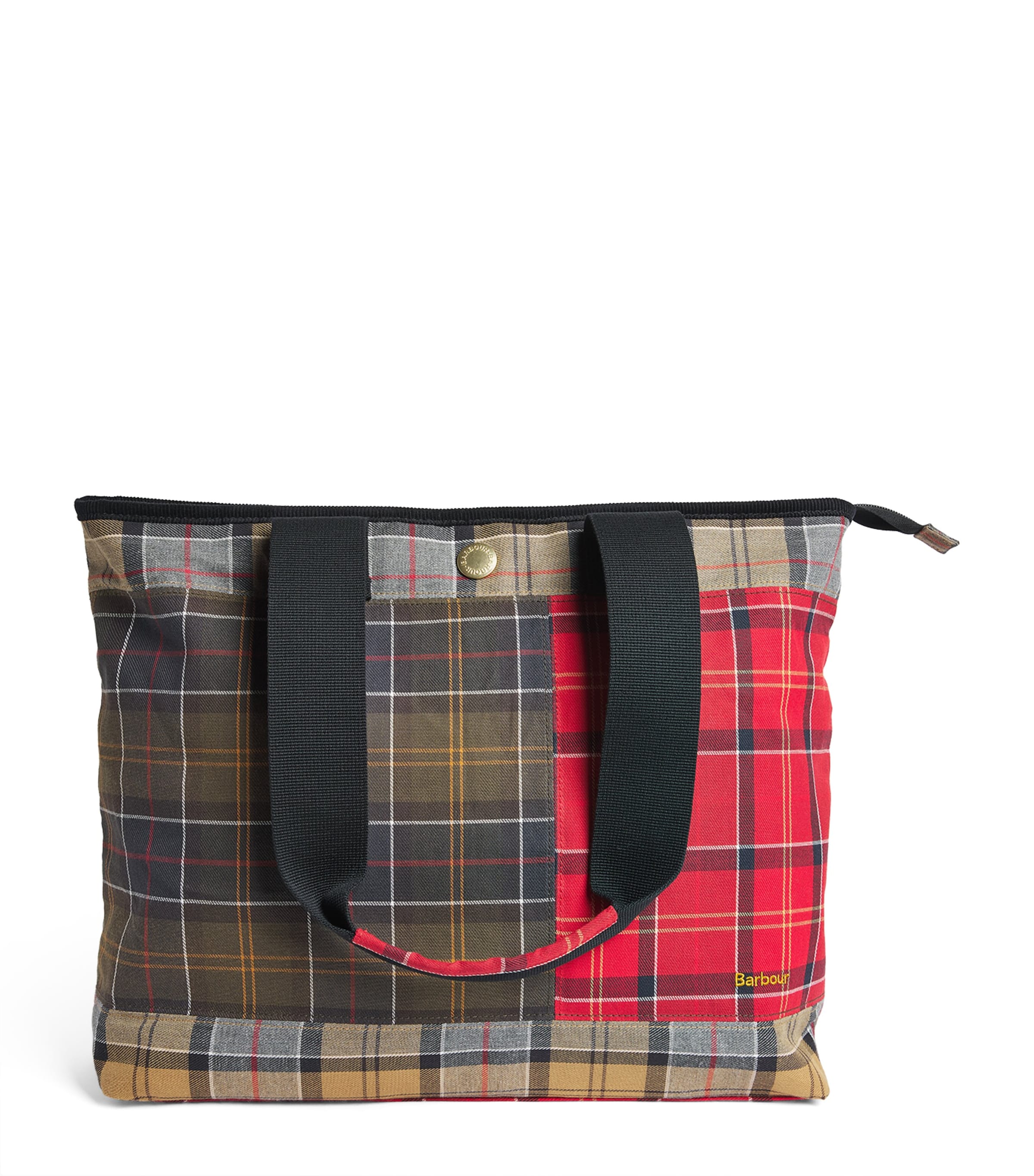 Barbour Cotton Mya Tartan Patchwork Tote Bag Clsc/cardinal/drs Image 1