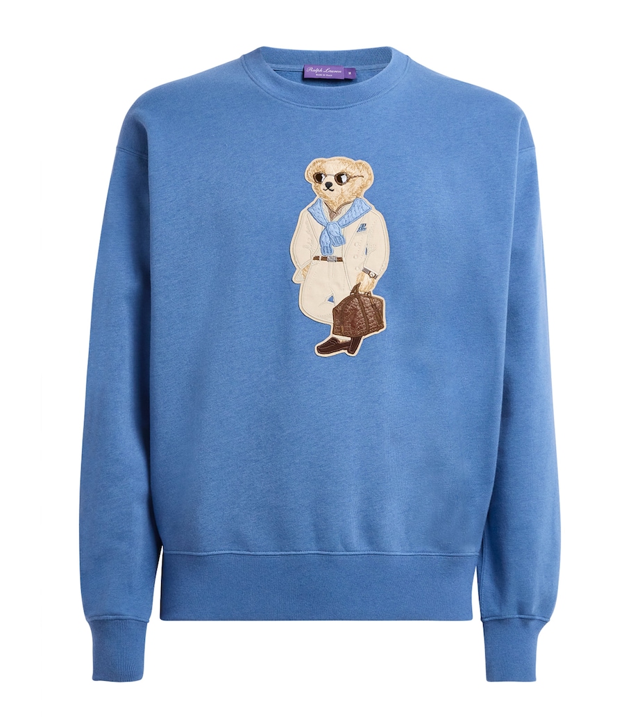 Ralph Lauren Purple Label Mens Cotton-Cashmere Polo Bear Sweatshirt Blue Horizon Image 1