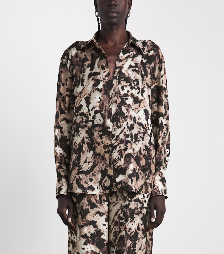 Agnona Womens Silk Printed Shirt Drk Bgdy Image 4