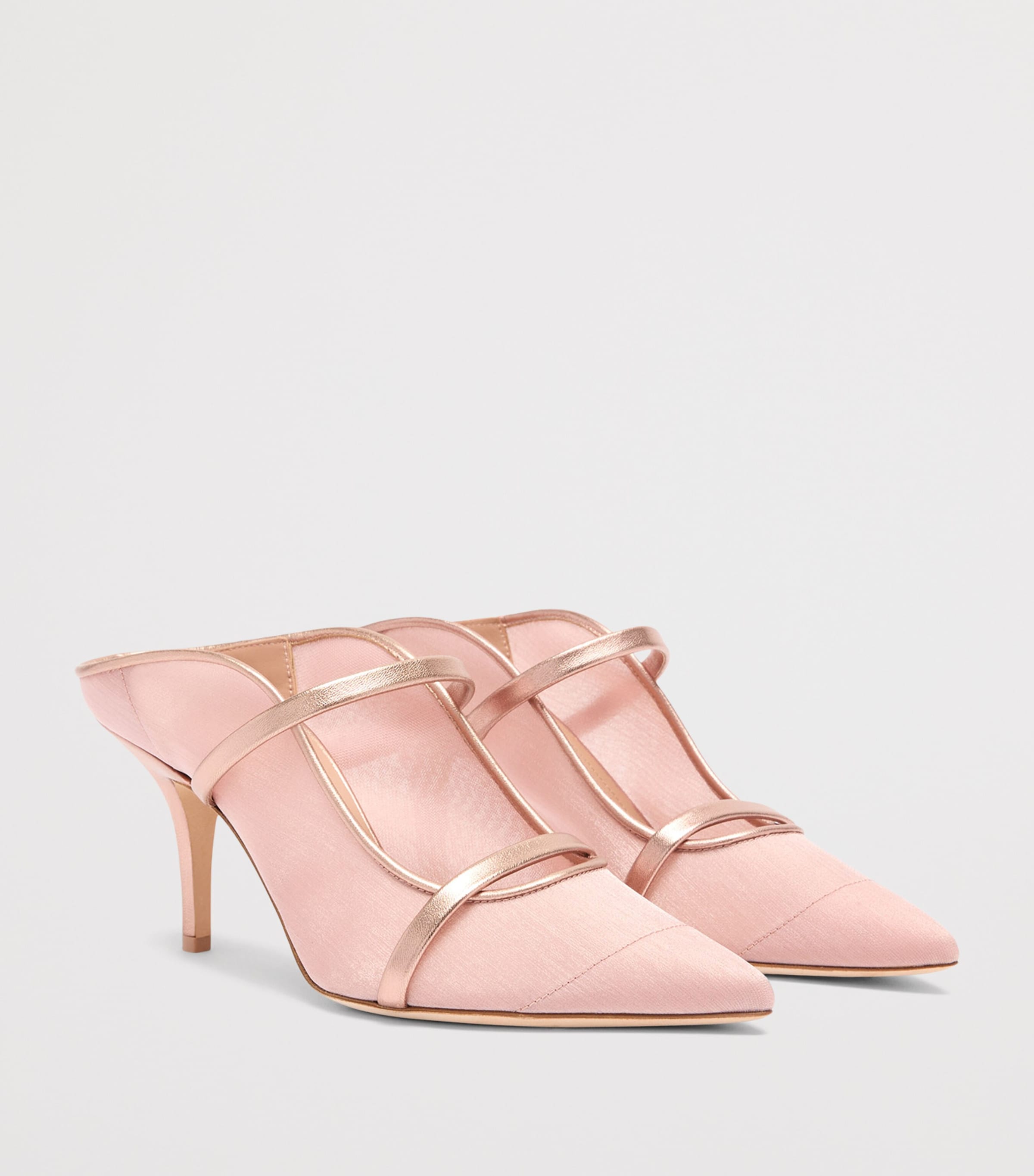 Malone Souliers Organza and Leather Maureen Heeled Mules 70 Pink Image 3