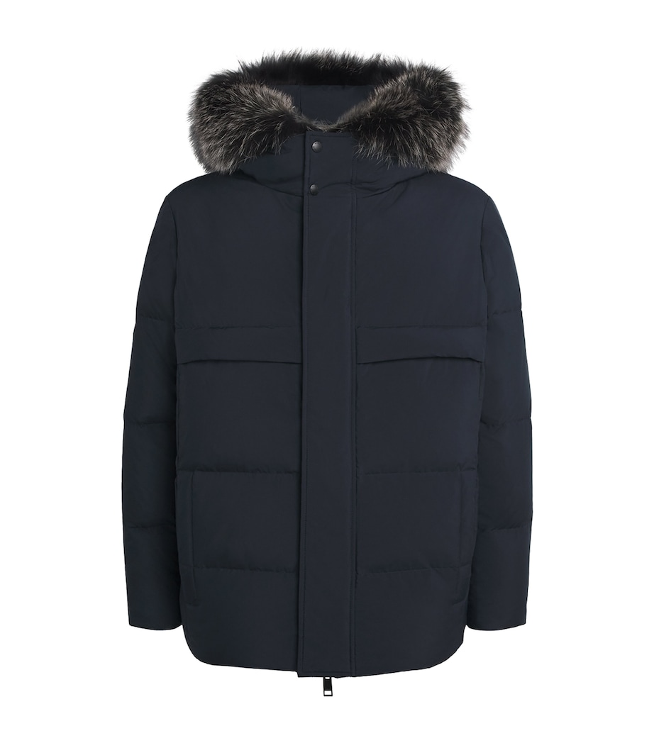 Down Waterproof Fox Fur-Trim Parka Coat A7058 NIGHT Image 1