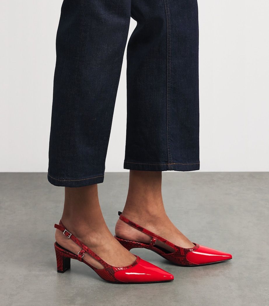 Leather Slingback Heels 50 RED Image 2