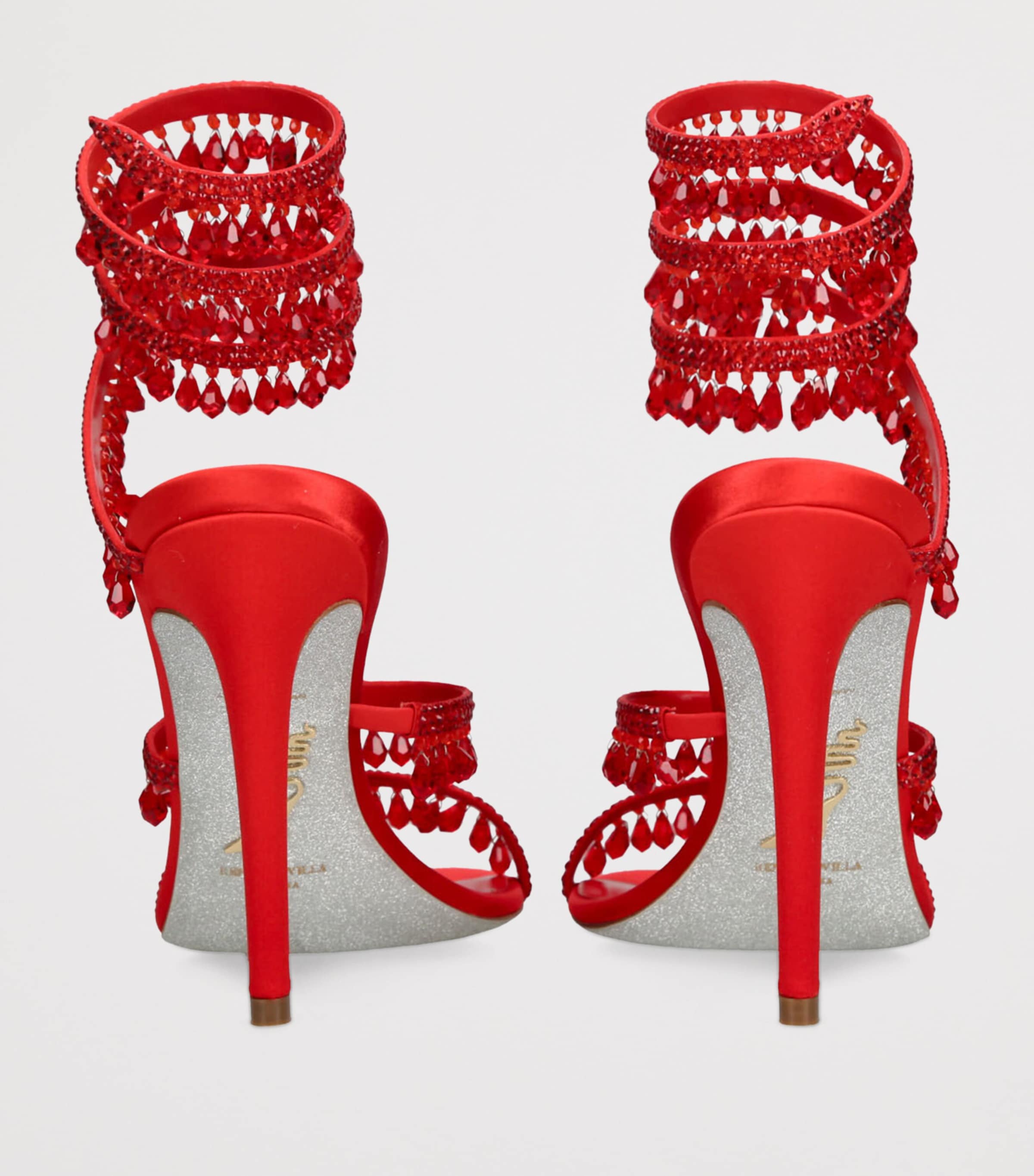 Satin Chandelier Heeled Sandals 105 RED Image 2