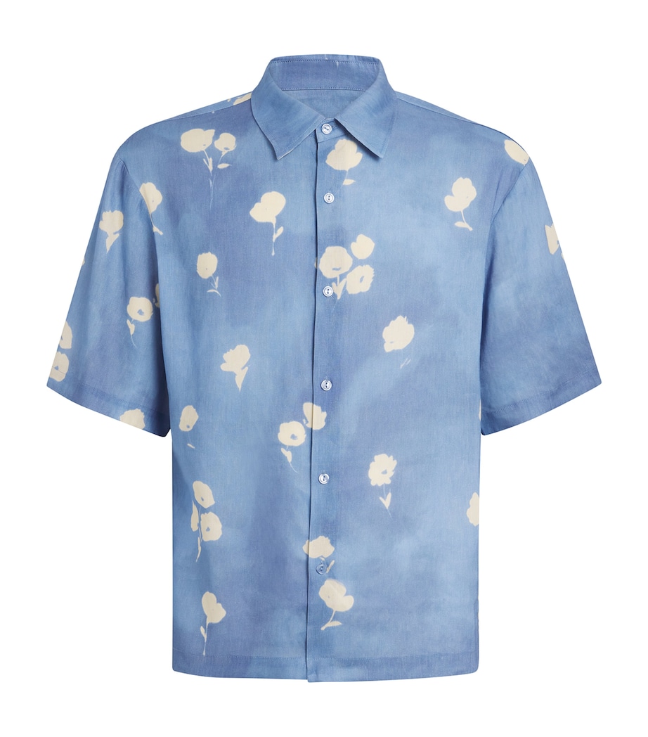 Linen-Blend Floral Short-Sleeve Shirt BLUE OFFICE Image 1