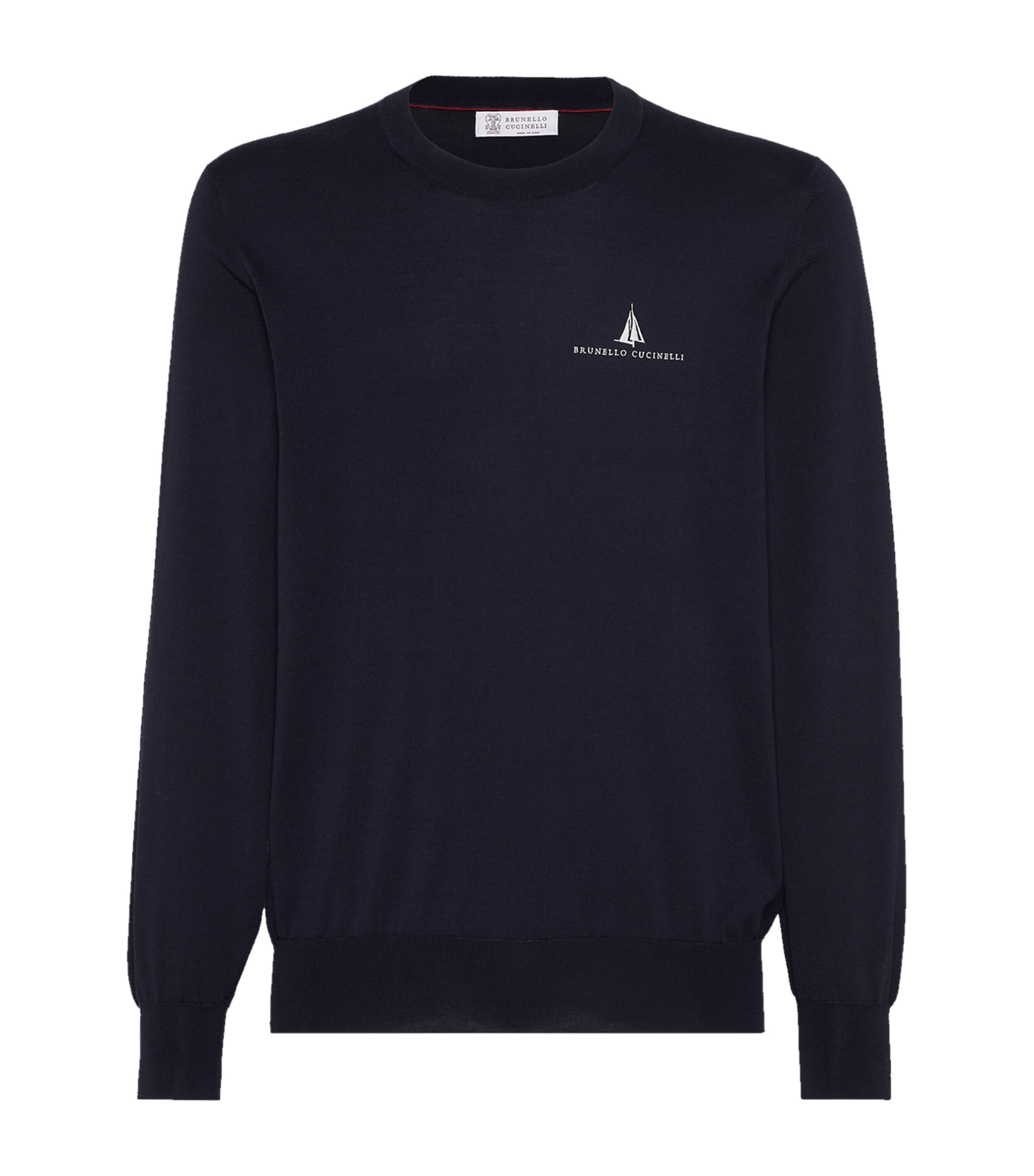 Brunello Cucinelli Lightweight Sweater With Embroidery In Blue
