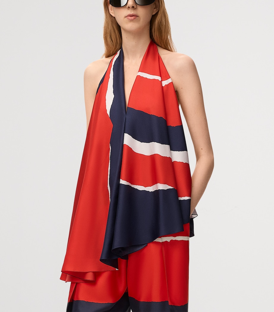 LOEWE Womens Printed Halterneck Top Red/multicolour Image 3