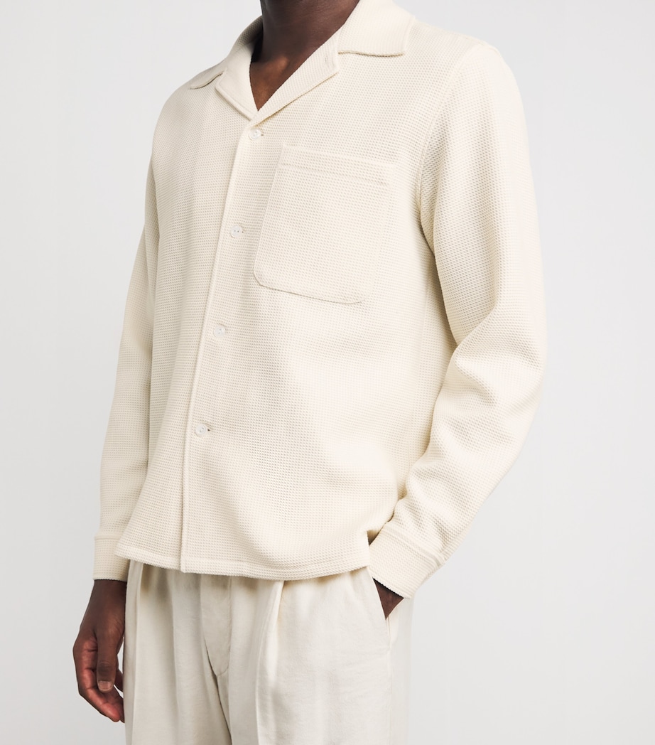 Sandro Paris Mens Textured Long-Sleeve Shirt Ecru Image 3