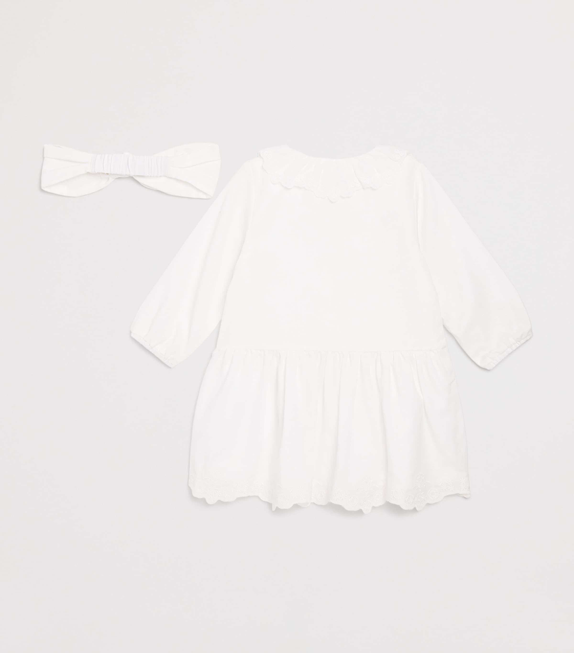 Cotton Embroidered Dress and Headband Set (1-18 Months) OFFWHITE Image 2