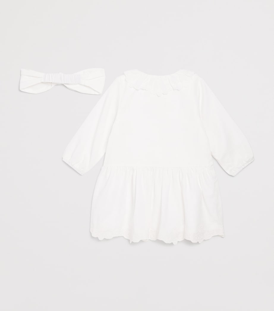 Cotton Embroidered Dress and Headband Set (1-18 Months) OFFWHITE Image 2
